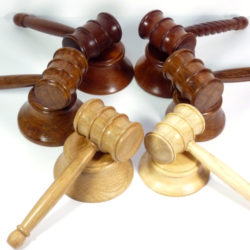 choice of handmade gavels and blocks in selection of woods