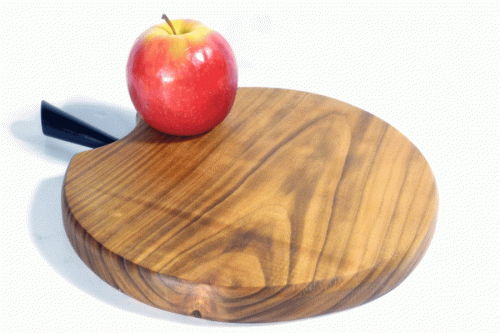 Handmade wooden chopping board English Wild Cherry apple shaped