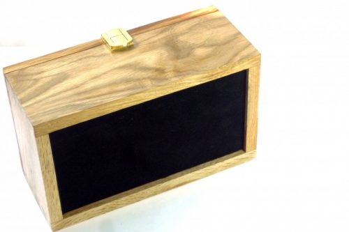 Handmade boxed English Brown Oak gavel set base lined with black wool baize