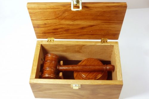 Handmade boxed English Brown Oak gavel set