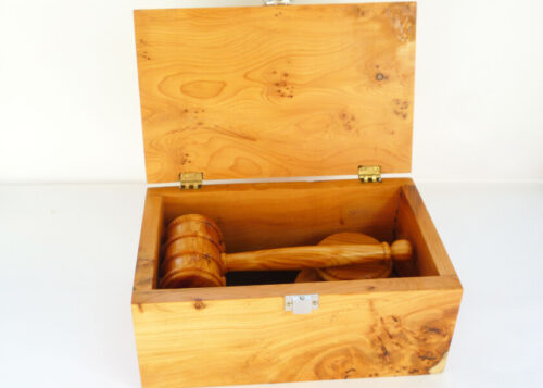 Handmade Boxed gavel set English Pippy Yew