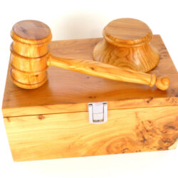 Handmade Boxed gavel set English Pippy Yew