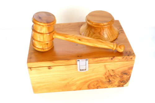 Handmade Boxed gavel set English Pippy Yew