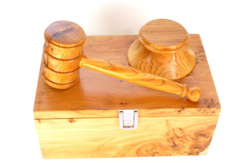 Handmade Boxed gavel set English Pippy Yew