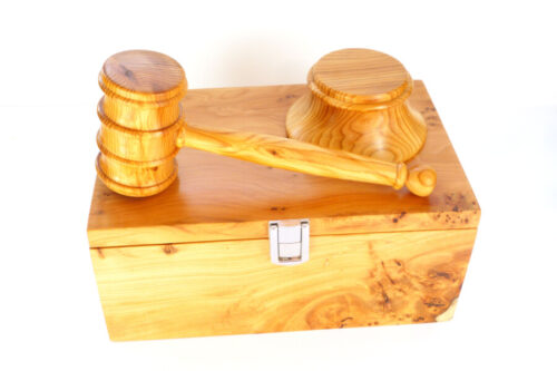 Handmade Boxed gavel set English Pippy Yew