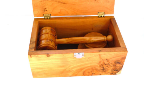 Handmade Boxed gavel set English Pippy Yew