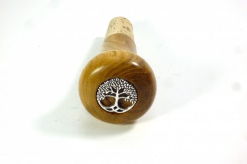 handmade wooden bottle stopper laburnum wood and Tibetan silver tree of life charm