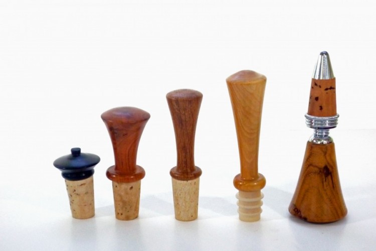 Selection of Handmade Unique Wooden Wine Stoppers Tommy Woodpecker