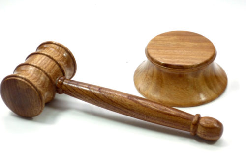 wooden gavel and block