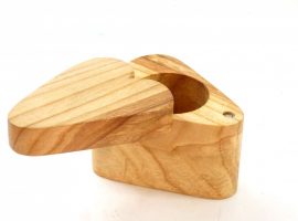 handmade wooden heart shaped box with sliding magnetic shut lid