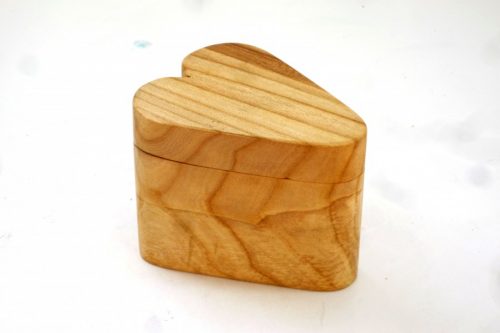 handmade wooden heart shaped box with sliding magnetic shut lid