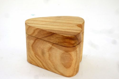 handmade wooden heart shaped box with sliding magnetic shut lid