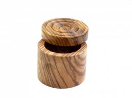 handmade wooden pot swivel lid with magentic catch spiral pattern Zebrano