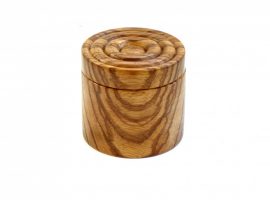 handmade wooden pot swivel lid with magentic catch spiral pattern Zebrano