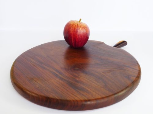 Large Hand cut handmade single piece chopping board English Walnut with Kingwood stalk detail