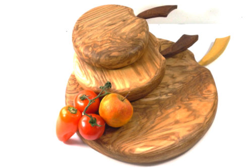 set of 3 handmade wooden apple shaped chopping boards