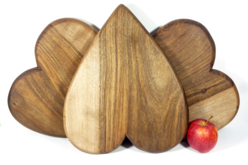 walnut wooden heart shaped chopping boards