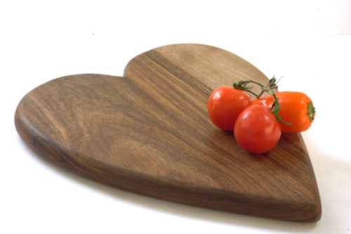 wooden walnut heart shaped chopping board