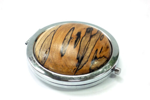double mirror compact with chrome surround English Spalted Beech