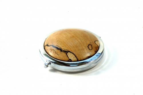 Double mirror compact with wooden top in English Spalted Beech