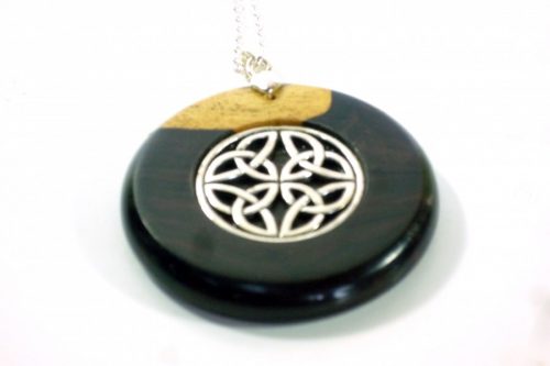 Pendant African Blackwood with Celtic knot inlaid in Tibetan silver