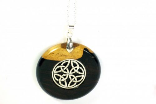 Pendant African Blackwood with celtic knot inlaid in Tibetan silver