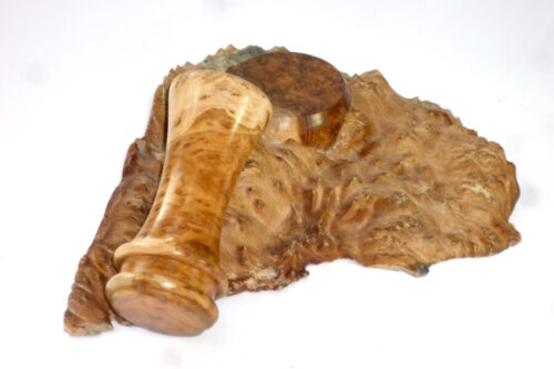 Handmade palm gavel and base in Australian Brown Mallee Burr