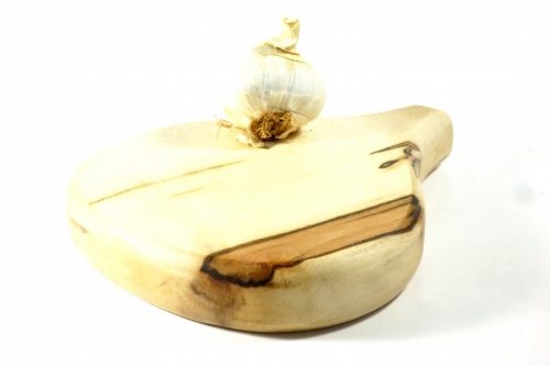 handmade hand cut wooden garlic shaped chopping board