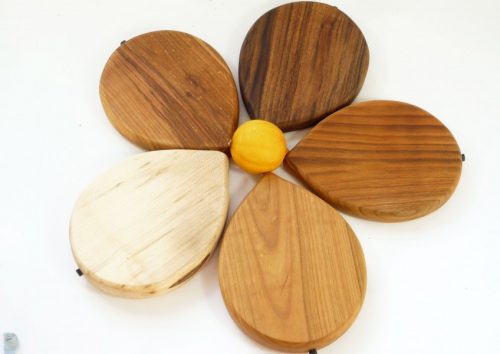 Handmade hand cut wooden lemon shaped chopping boards with stalk detail choice of woods