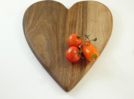 handmade hand cut heart shaped wooden chopping board