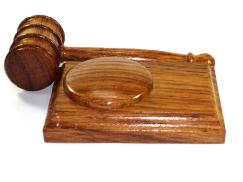 Handmade presentation gavel and block English Brown Oak