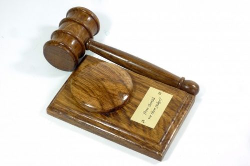 Presentation gavel and block English Brown Oak personalised