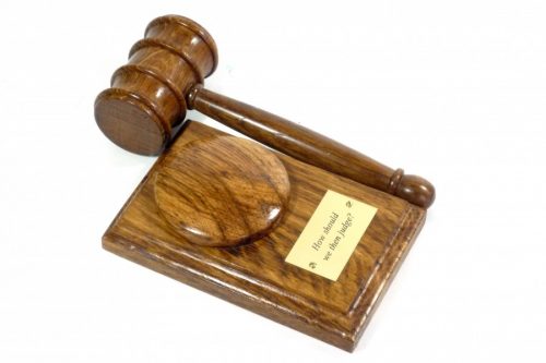 handmade presentation gavel and block with personalised plaque