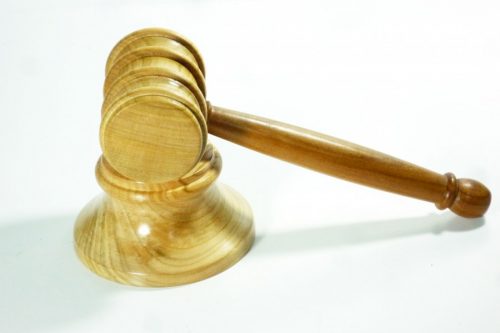 Handmade wooden gavel and striking block in English Wild Cherry
