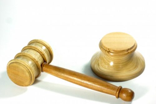 Handmade wooden gavel and striking block in English Wild Cherry