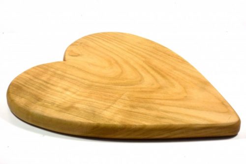 Heart shaped hand cut handmade one piece wooden chopping boards English Cherry