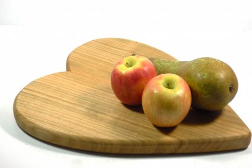 Heart shaped hand cut handmade one piece wooden chopping boards English Cherry