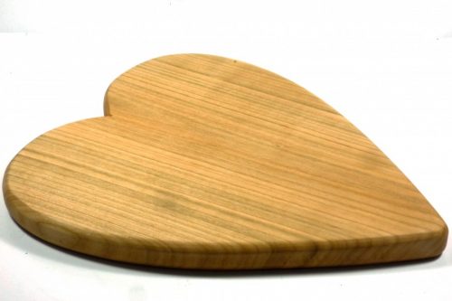 Heart shaped hand cut handmade one piece wooden chopping boards English Cherry