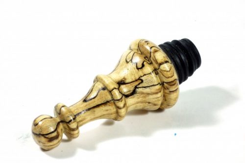 Wine stopper English Spalted Beech Staunton chess piece style