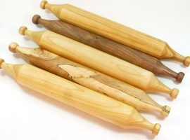 handmade unique wooden rolling pins New England Style in selection of gorgoeusly grained woods