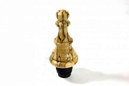 handmade wooden wine stopper English Spalted beech in shape of chess piece