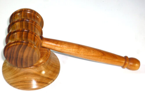 Handmade gavel and block in spectacular English Wild Cherry