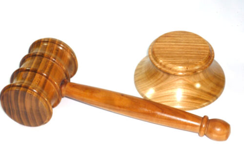 Handmade gavel and block in spectacular English Wild Cherry
