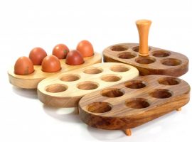 Handmade Egg stands in selection of woods and egg stand with handle