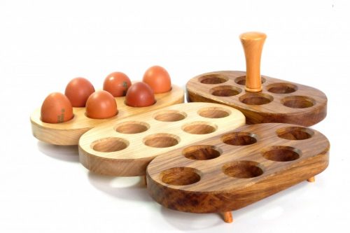 Handmade Egg stands in selection of woods and egg stand with handle