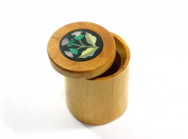Handmade keepsake pot English Boxwood decorative stone inlay