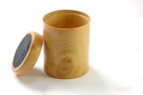 Handmade boxwood pot with stingray skin inlay