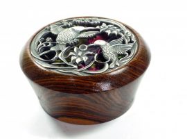 Handmade Potpourri bowl bocote wood pewter lid