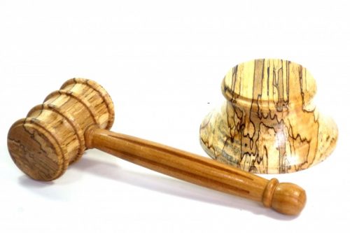 Handmade gavel fluted handle and block spectacularly Spalted English Beech