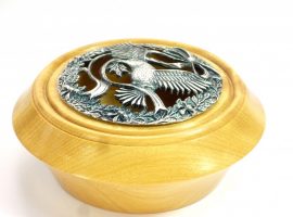 handmade pot pourri bowl pau amarello wood pewter lid